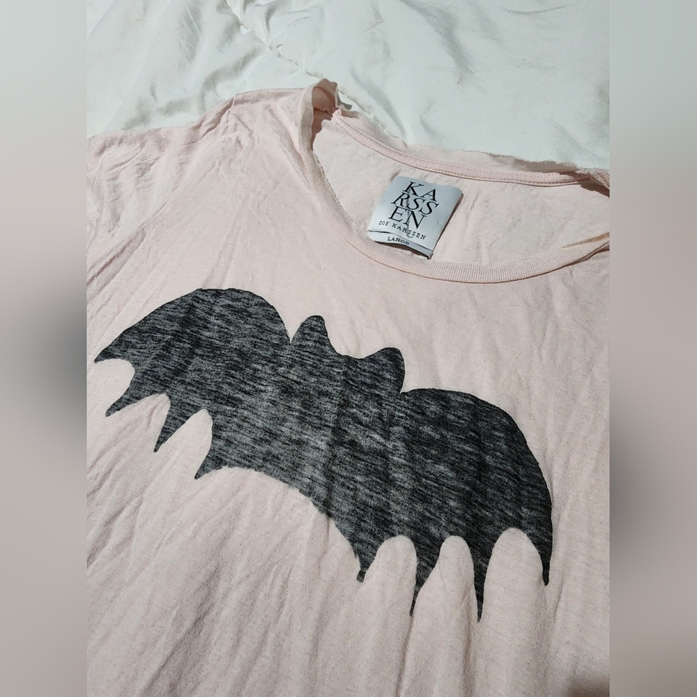 Pink Tee With Zoe Karssen Bat Logo